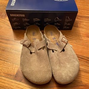 BRAND NEW Birkenstock Boston Taupe Suede EU 40 Womens 9 Regular
